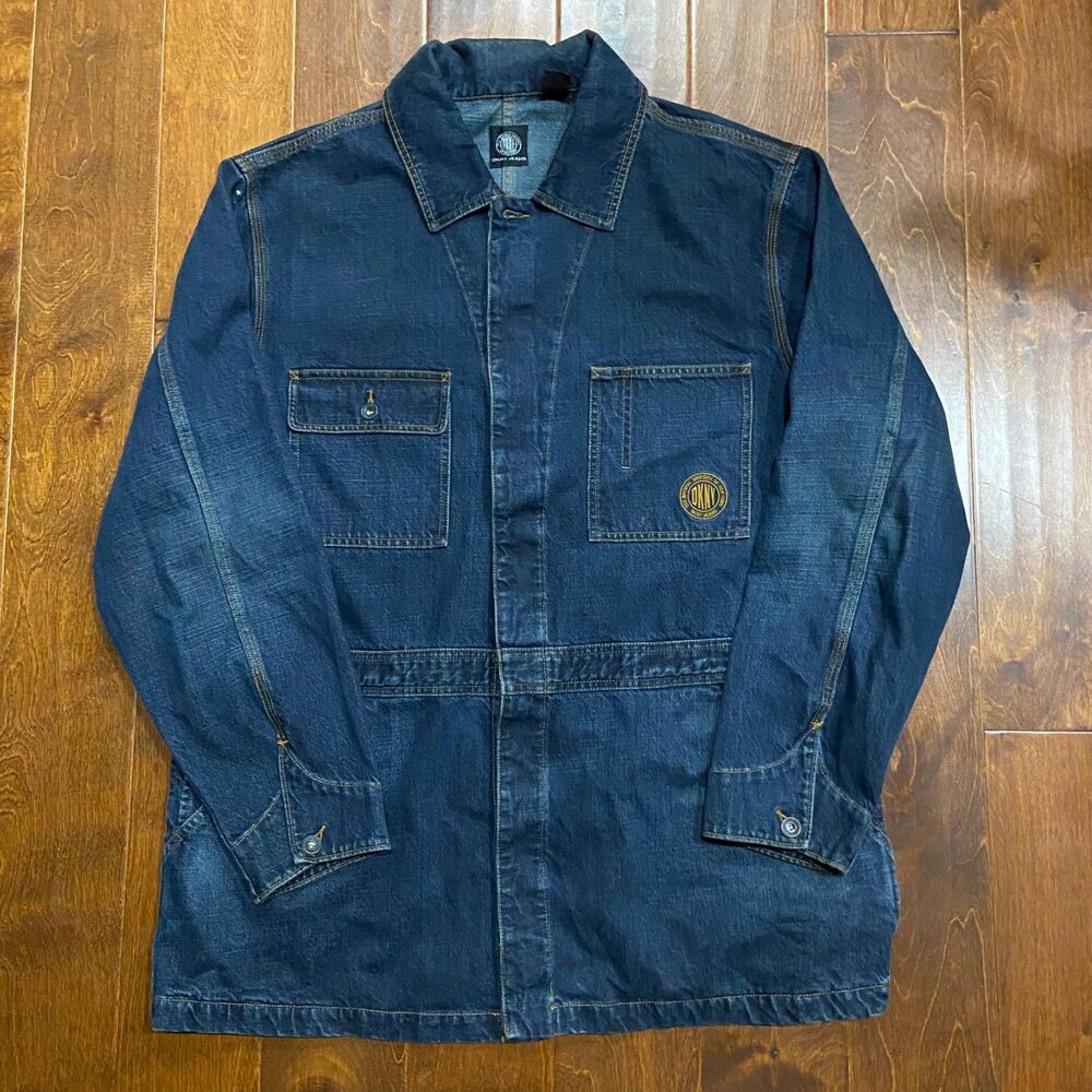DKNY Jeans Vintage Blue Denim Chore Jacket & Jean Suit Set Men's Size XL/38 - Picture 2 of 16